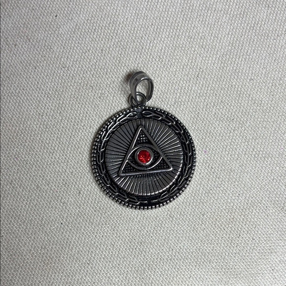 Silver Pendant with Red Gemstone - Picture 1 of 3